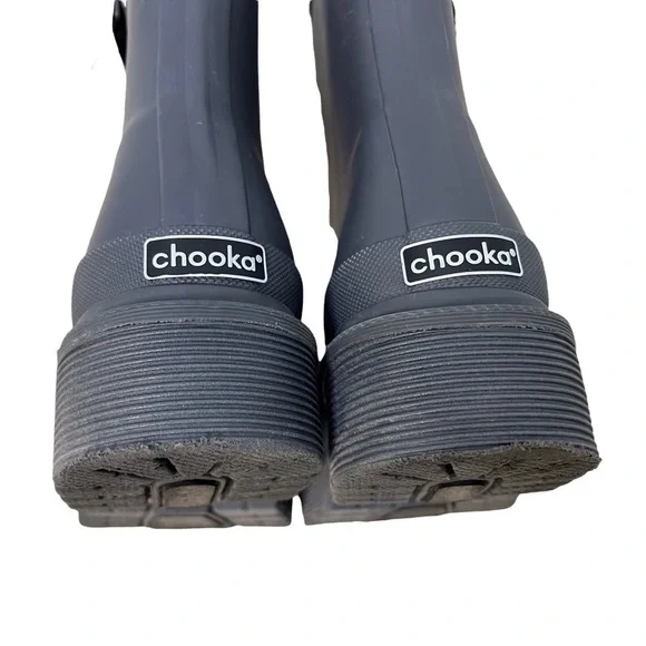 Chooka Redmond Mid Rain Boot Charcoal Size 8 Side Buckle Rubber - Picture 9 of 10